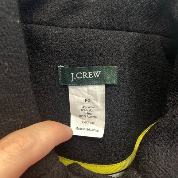 J. Crew Classic Lady Day Coat Size P2 Black Italian Double Cloth Wool Petite - Picture 2 of 11